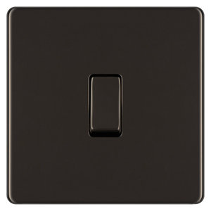 Image of Colours 10A 1 way Polished black nickel effect Single Light Switch