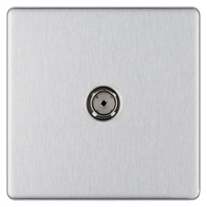 Image of Colours Flat Brushed Stainless steel effect Single Coaxial socket