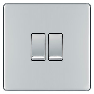 Image of Colours 10A 2 way Polished chrome effect Double Light Switch