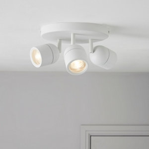 Genlis Matt White Mains-powered 3 lamp Bathroom Spotlight