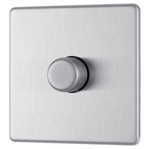 Image of Colours 2 way Single Stainless steel effect Dimmer switch