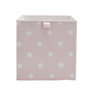 Mixxit Star Pink & white Cardboard & polyester (PES) Foldable Storage basket (H)310mm (W)310mm