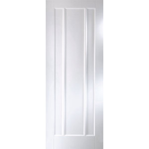 3 panel Patterned Unglazed Traditional Smooth White Internal Door  (H)1981mm (W)838mm