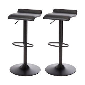 GoodHome Karonda Black Adjustable Swivel Bar stool Pack of 2