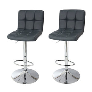Cooke & Lewis Lagan Dark grey Adjustable Swivel Bar stool Pair of 2