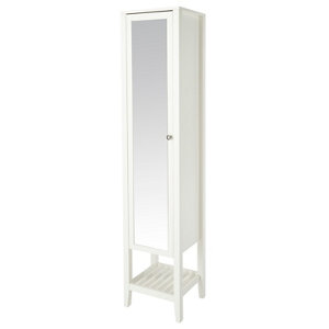 GoodHome Perma Satin White Tall Freestanding Mirrored door Bathroom Cabinet (W)402mm (H)1850mm