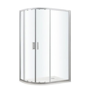 GoodHome Beloya Right-handed Offset quadrant Clear Shower Enclosure & tray with Corner entry double sliding door (W)1200