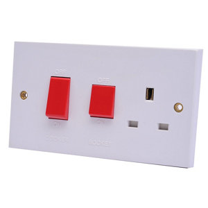 Image of Pro Power 45A White Switched Cooker switch & socket