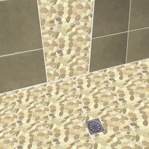 Brighton Purple & white Stone Mosaic tile  (L)300mm (W)300mm