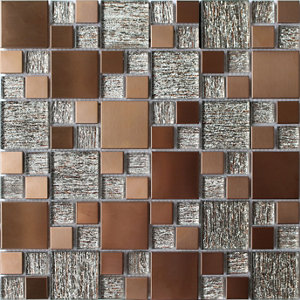Copper luxe Copper effect Glass & marble Mosaic tile sheets  (L)150mm (W)110mm