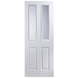 4 panel Glazed Primed White LH & RH Internal Door  (H)1981mm (W)838mm