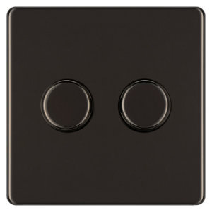 Image of Colours 2 way Double Black Nickel effect Polished Dimmer switch