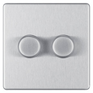 Image of Colours 2 way Double Stainless steel effect Dimmer switch