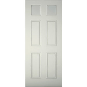 Image of 6 panel Frosted Glazed Primed White LH & RH External Front Door (H)2032mm (W)813mm