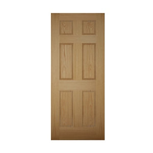 Image of 6 panel White oak veneer LH & RH External Front Door (H)2032mm (W)813mm