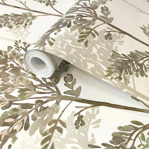 Rasch Delamere Neutral Tree Mica effect Smooth Wallpaper