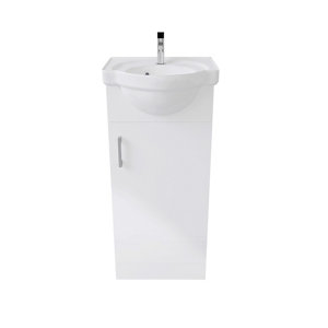Kimbridge Gloss White Freestanding Cloakroom vanity unit & basin set  (W)410mm