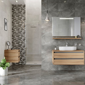 Image of Memphis Anthracite Gloss Marble effect Ceramic Wall tile Pack of 6 (L)600mm (W)300mm