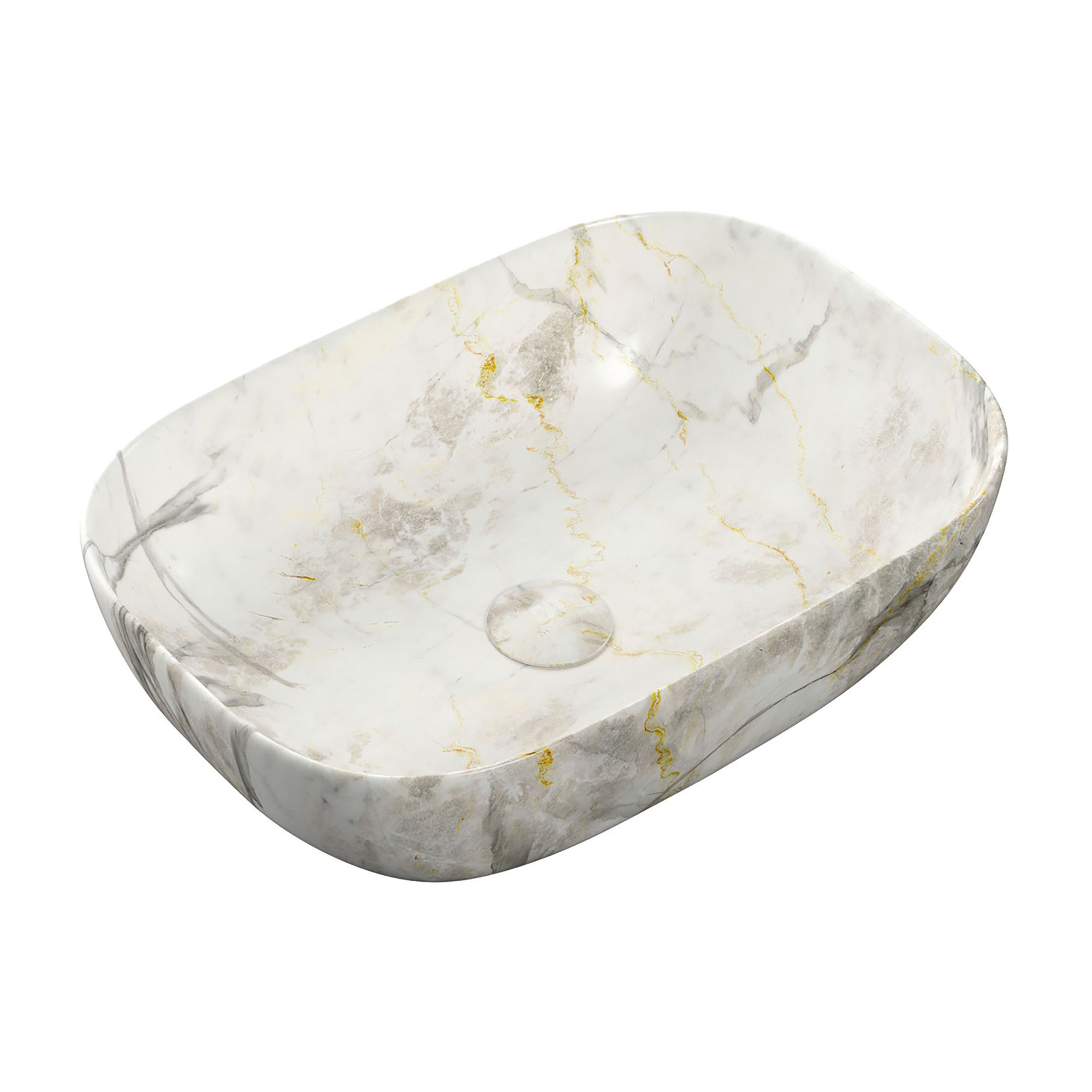 * Collingham White Marble effect Rectangular Single Counter top Basin (W)46cm
