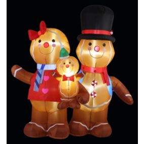 (H)1.82m LED Gingerbread Family Inflatable