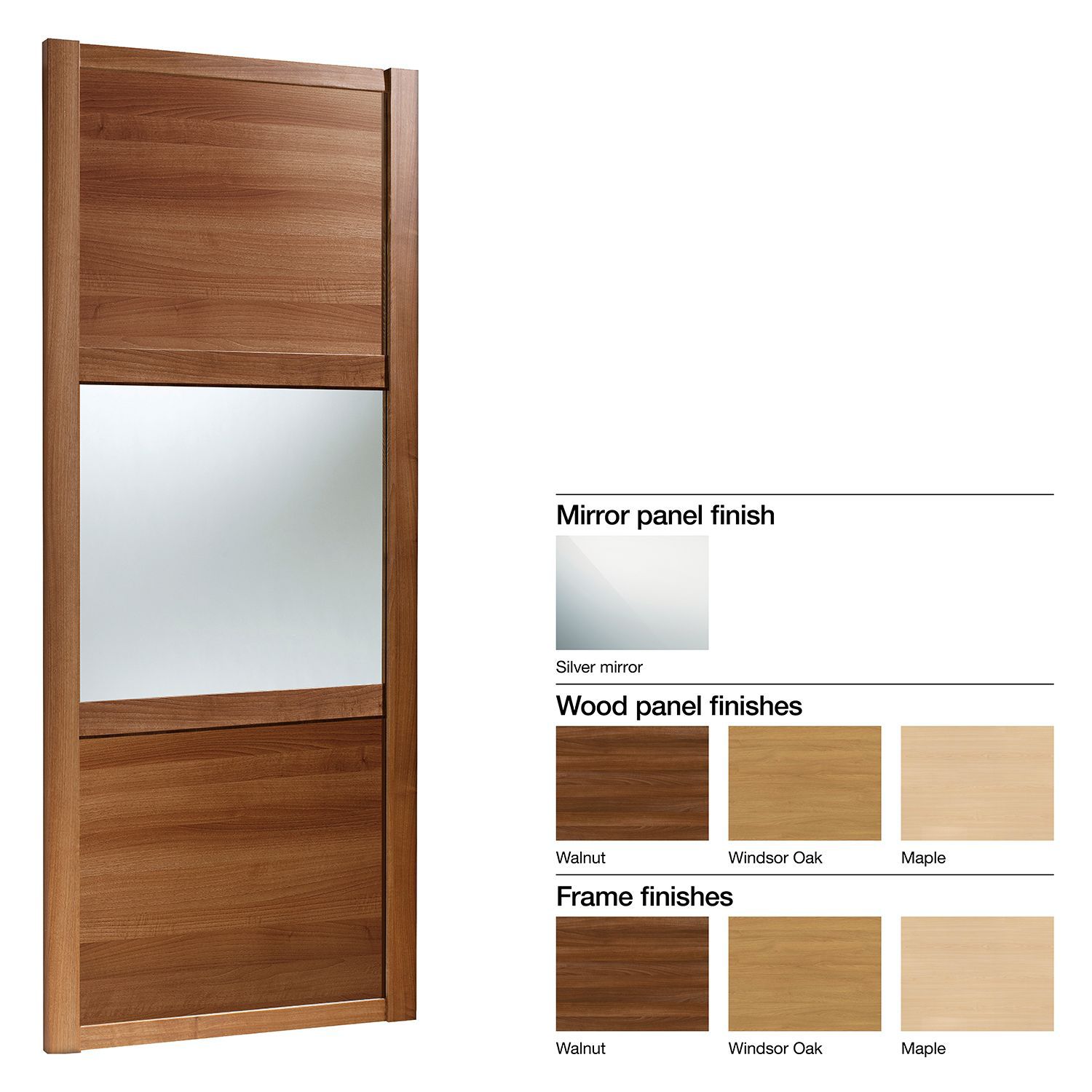 Made To Measure Shaker 3 Panel Wood Effect Mirror Sliding Wardrobe Door W 740mm Departments Diy At B Q