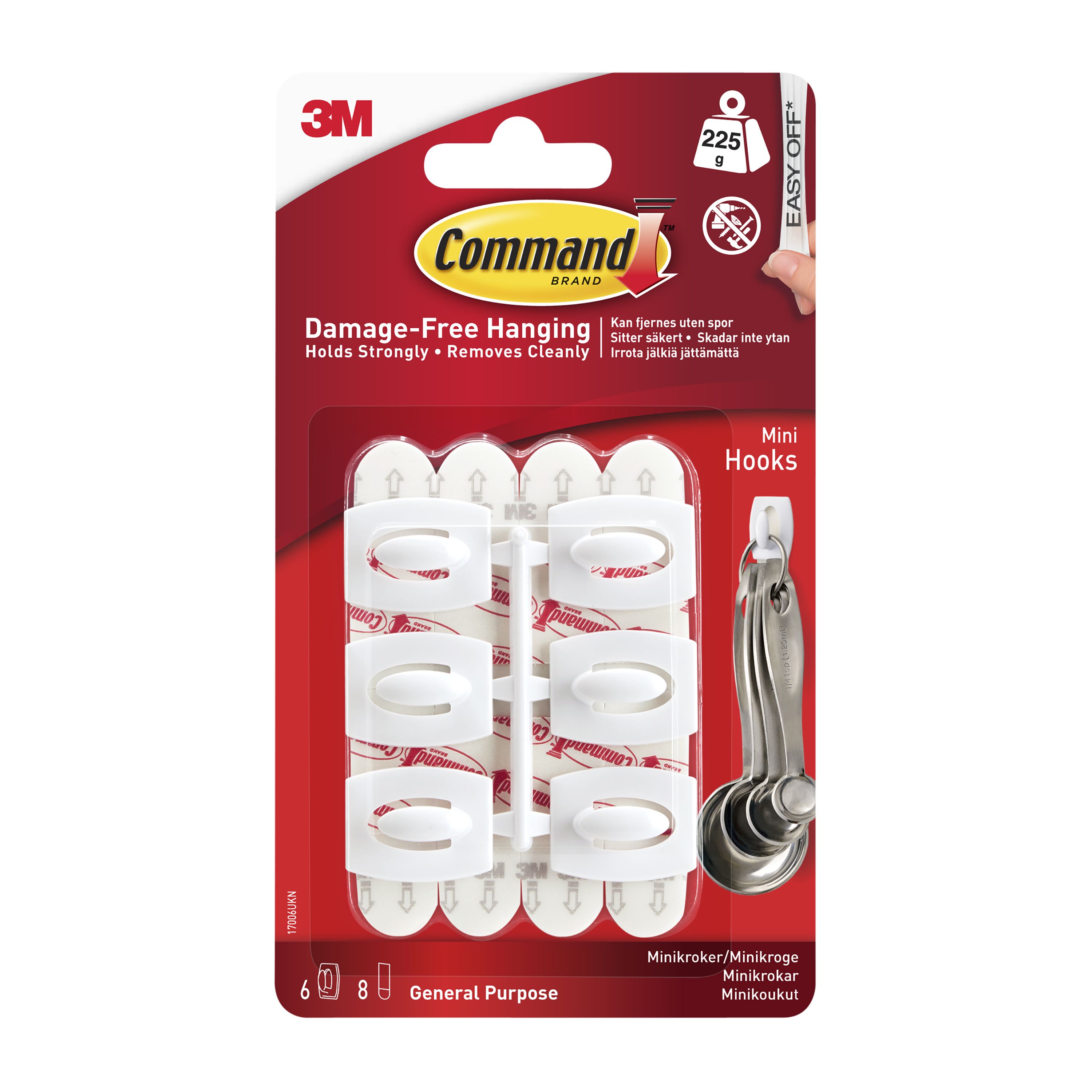 3M Command White Plastic Hooks, Pack Of 6 | Departments | DIY At B&Q