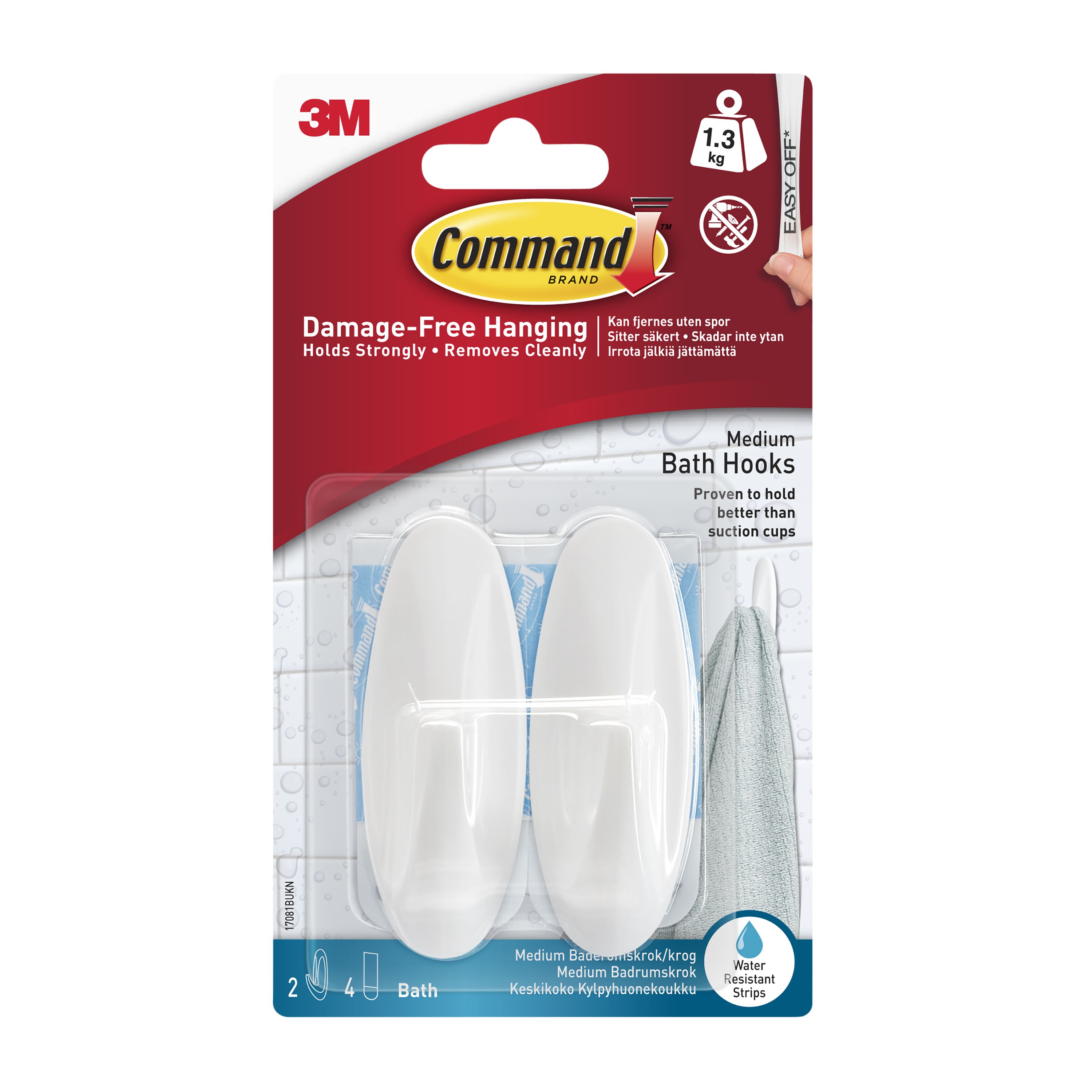 3m Command White Plastic Bath Hooks Pack Of 2 Departments Diy
