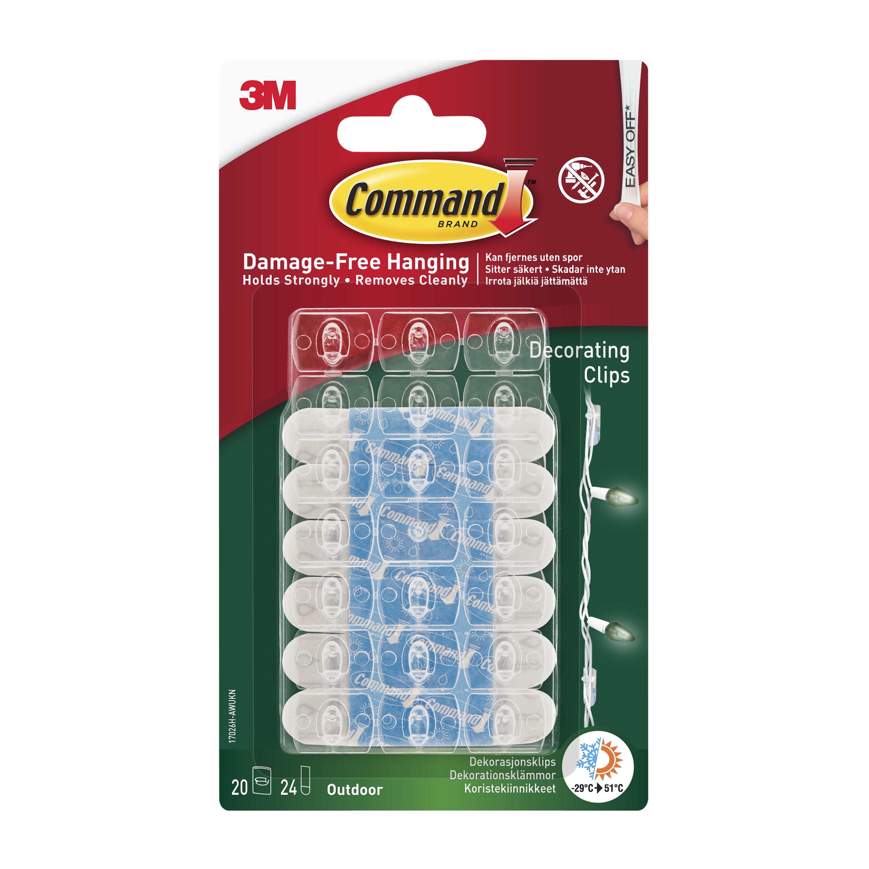 3m Command Outdoor Clear White Plastic External Decorating Clips
