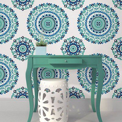 Wallpops Medallion Blue & Green Peel & Stick Wallpaper (L)5500mm (W