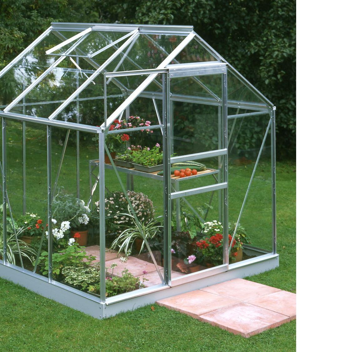 B&Q Premier Metal 6X6 Toughened Safety Glass Greenhouse | Departments ...