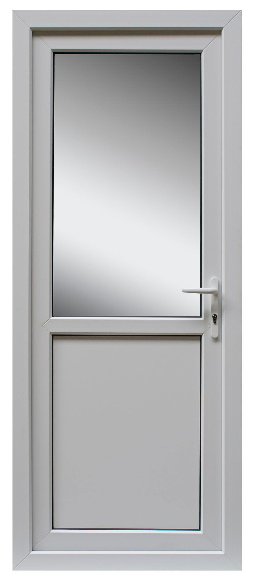 Frosted Glazed White Upvc Lh External Back Door Set H 2055mm W 840mm Departments Diy At B Q