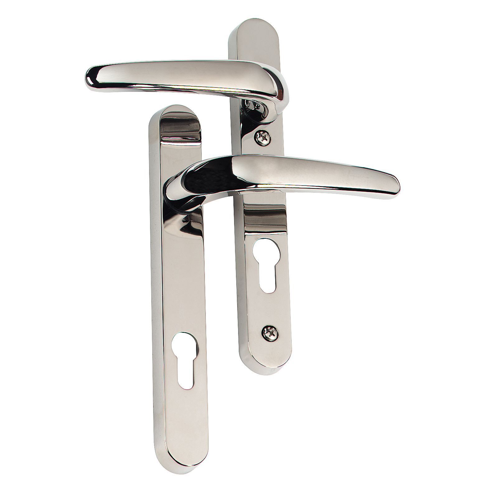 Chrome Effect External Straight Lock Door Handle Set Departments Diy At B Q