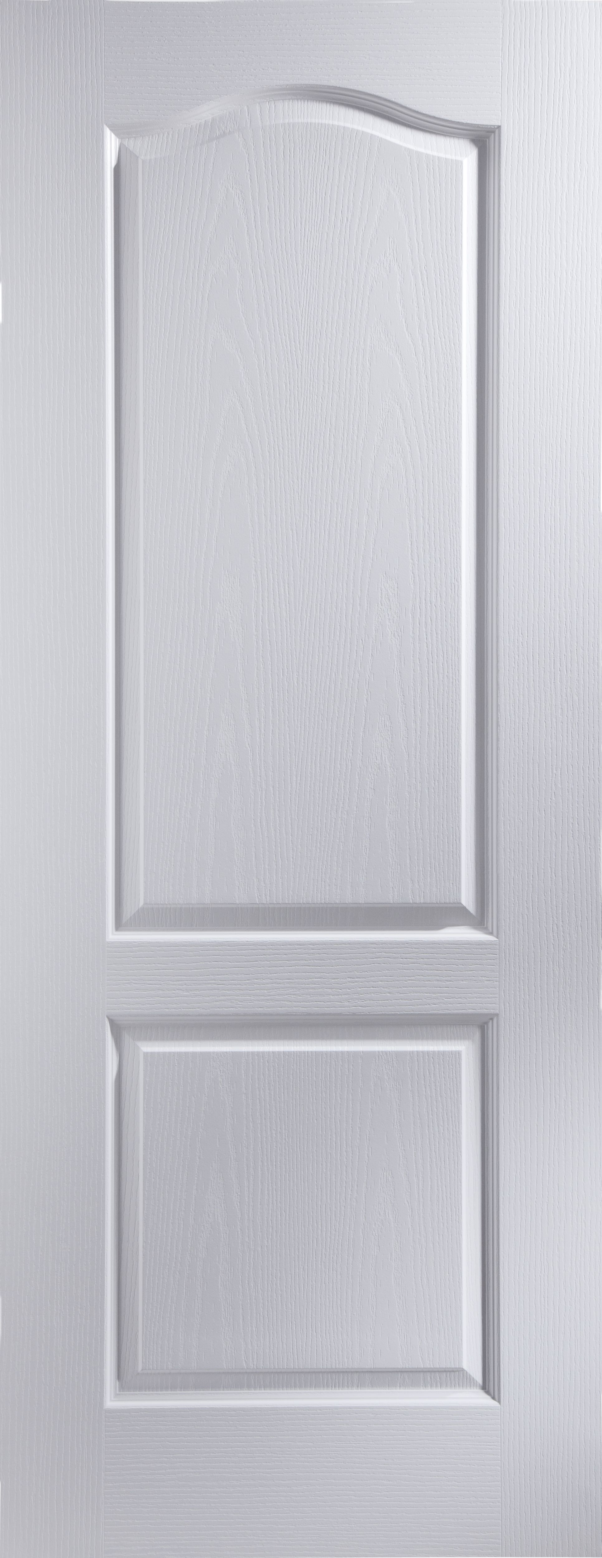 2 Panel Arched Primed Woodgrain Unglazed Internal Standard Door, (H