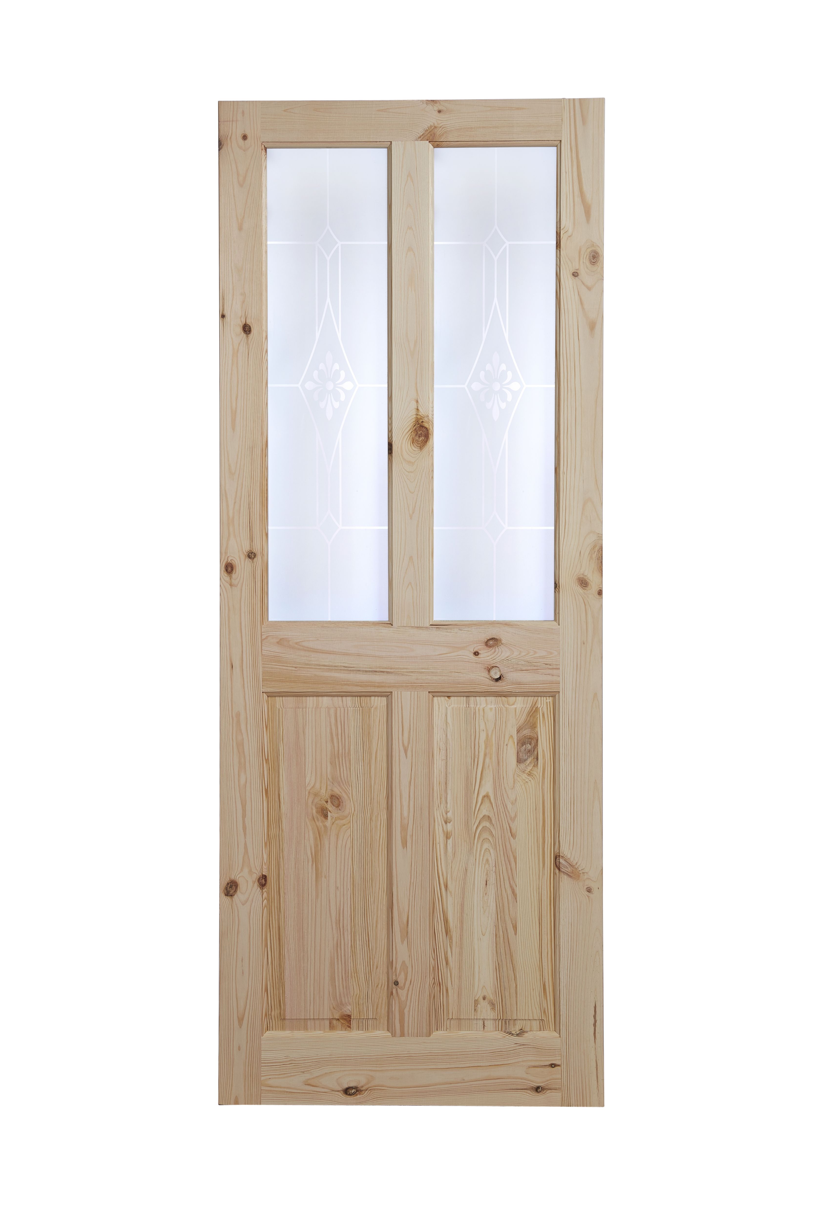 4 Panel Knotty pine Internal Standard Door, (H)2032mm (W)813mm