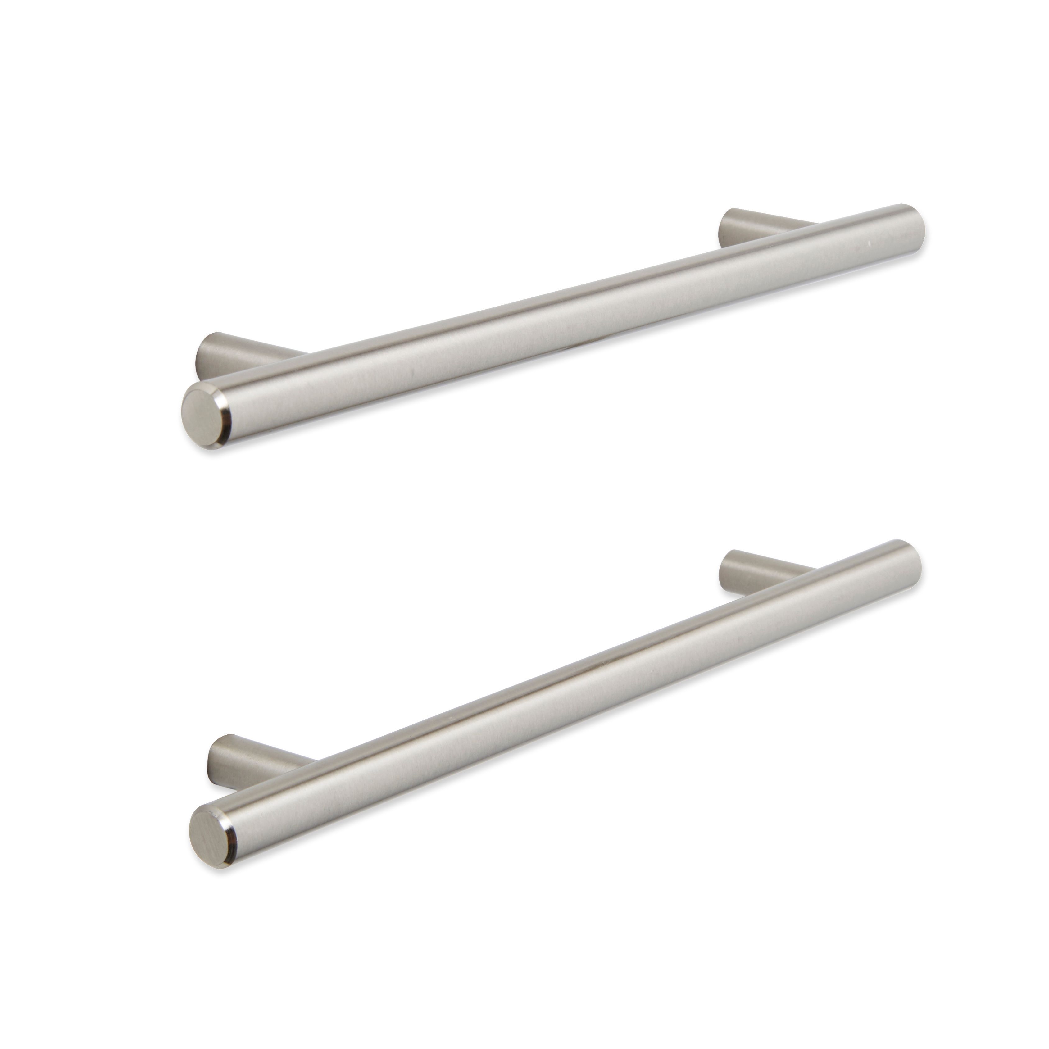 B Q Brushed Nickel Effect Straight Furniture Handle Pack Of 2 Departments Diy At B Q