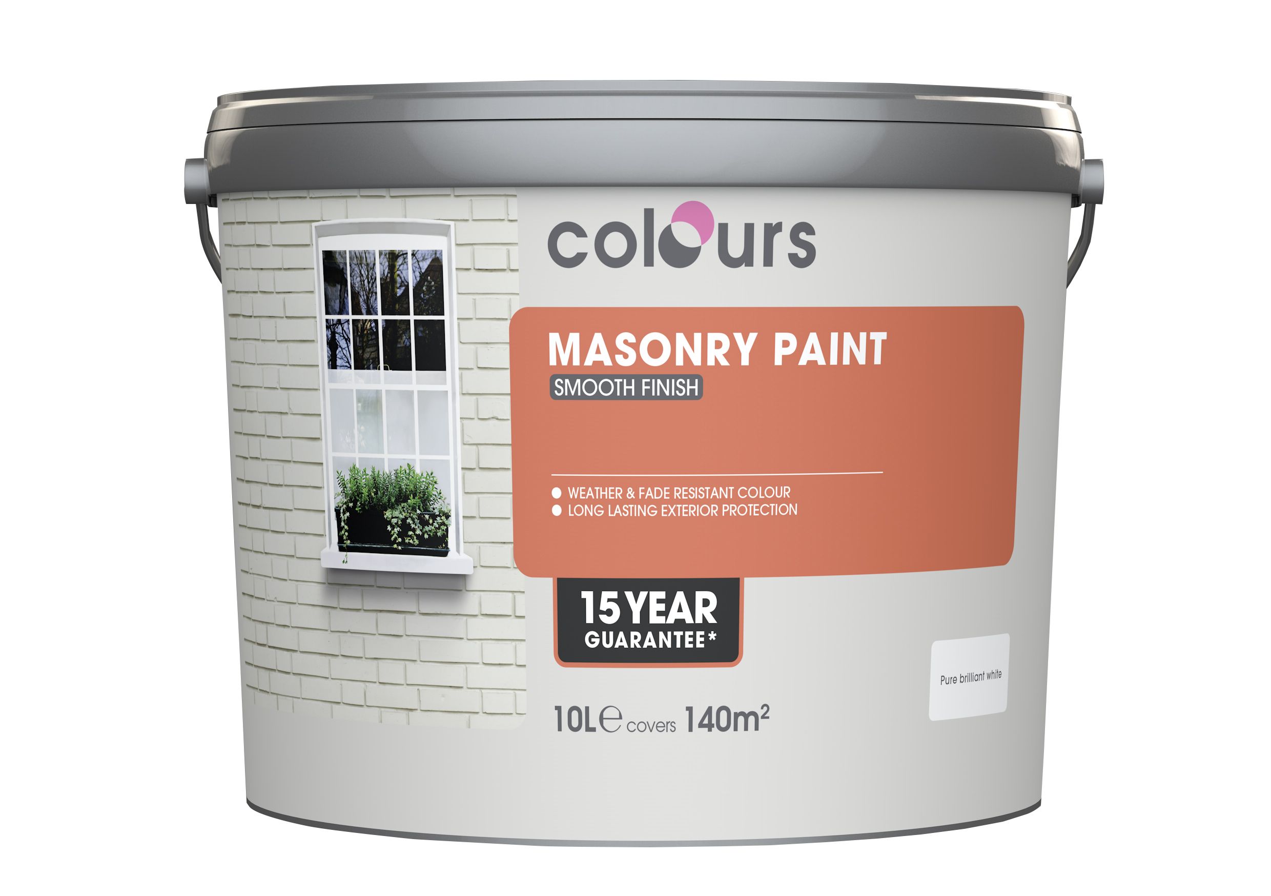 Colours Pure brilliant white Smooth Matt Masonry paint 10L ...
