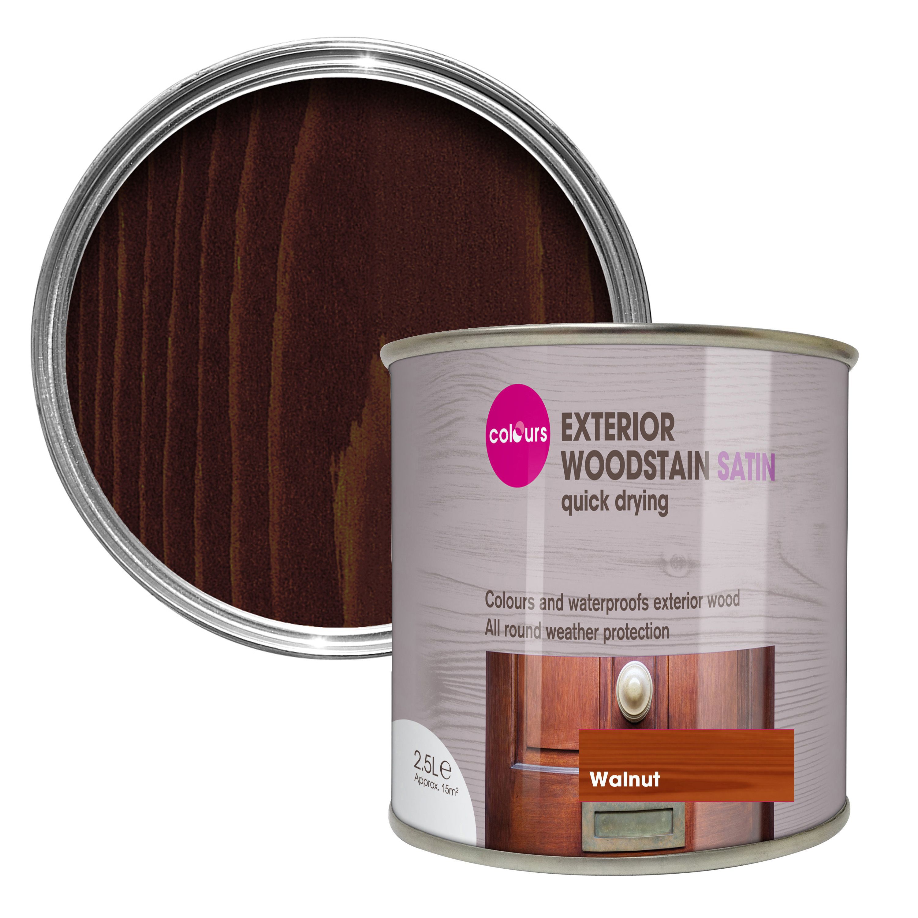 Colours Walnut Satin Woodstain 2.5L | Departments | TradePoint