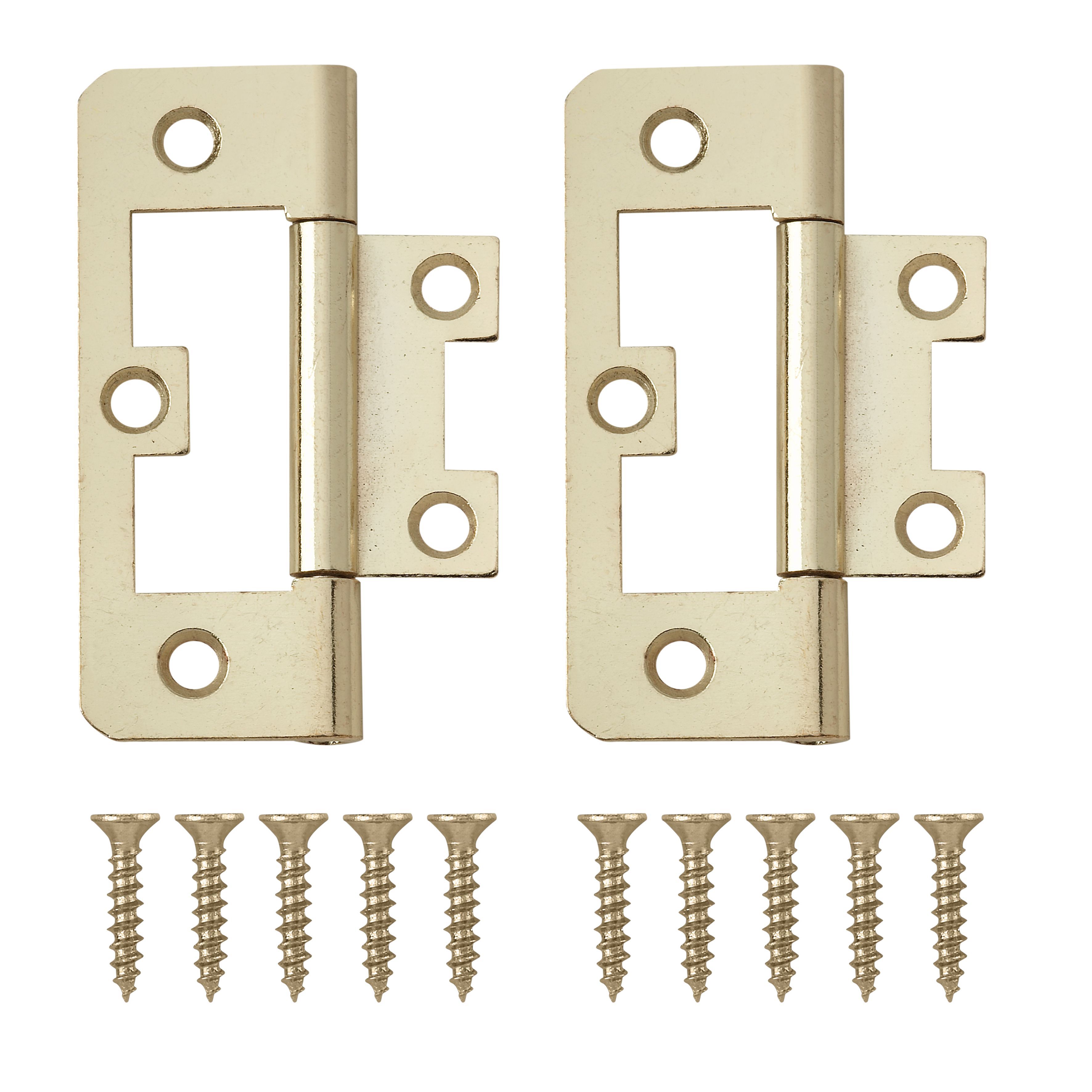Brassplated Metal Flush Door hinge (L)65mm, Pack of 8 Departments