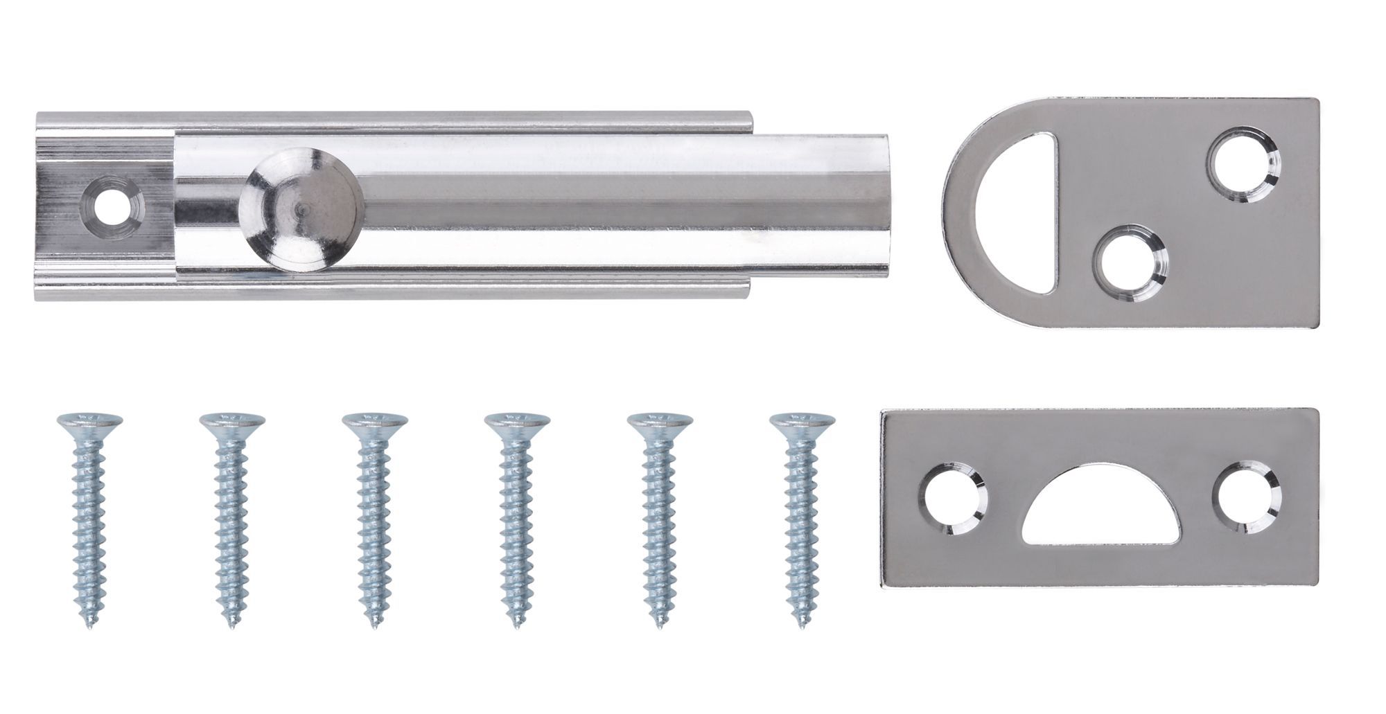 Chrome-plated Brass Flush Door bolt (L)64mm | Departments | DIY at B&Q