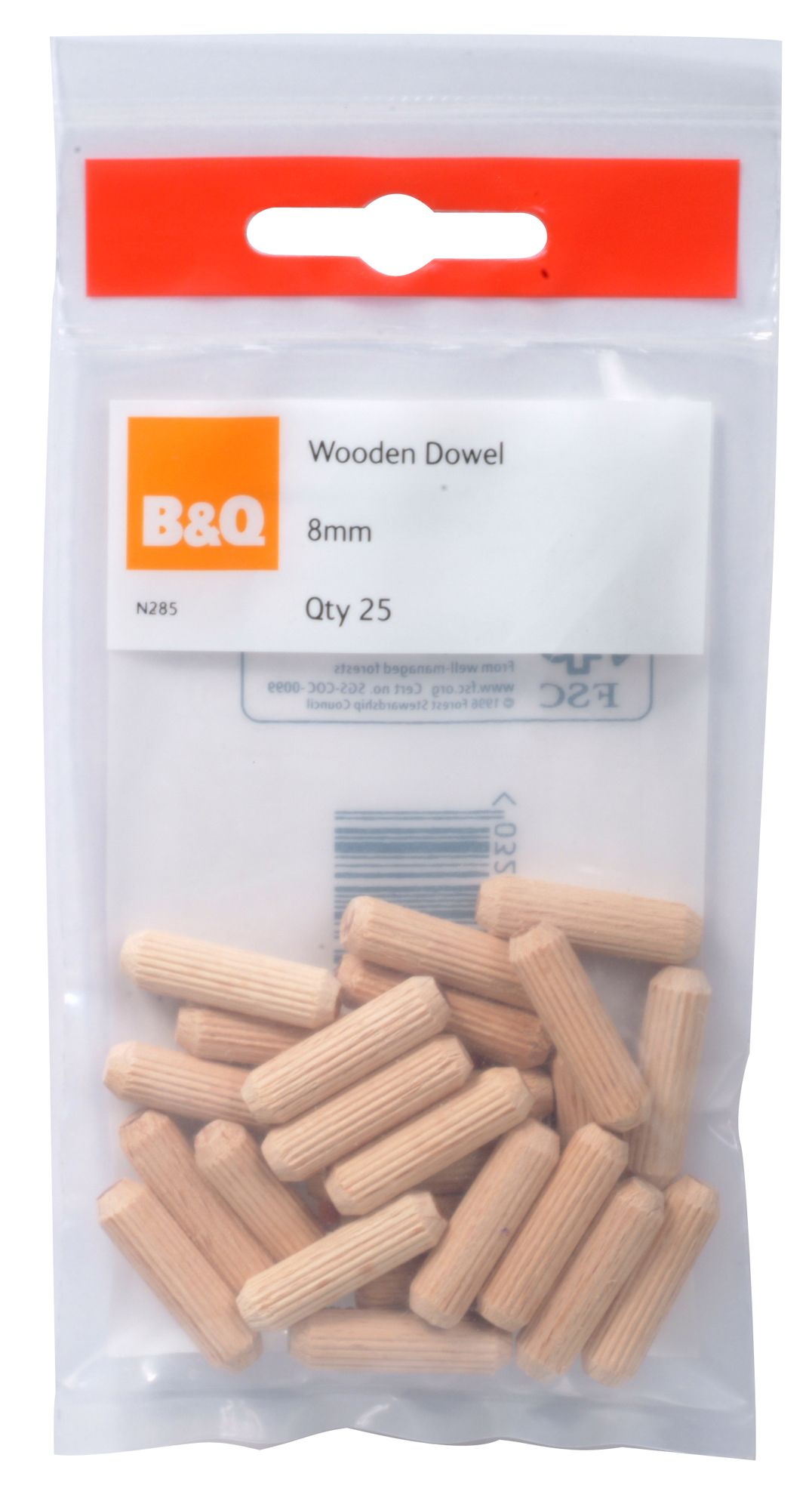 B&Q Dowel 8mm x 30mm, Pack of 25 Departments TradePoint