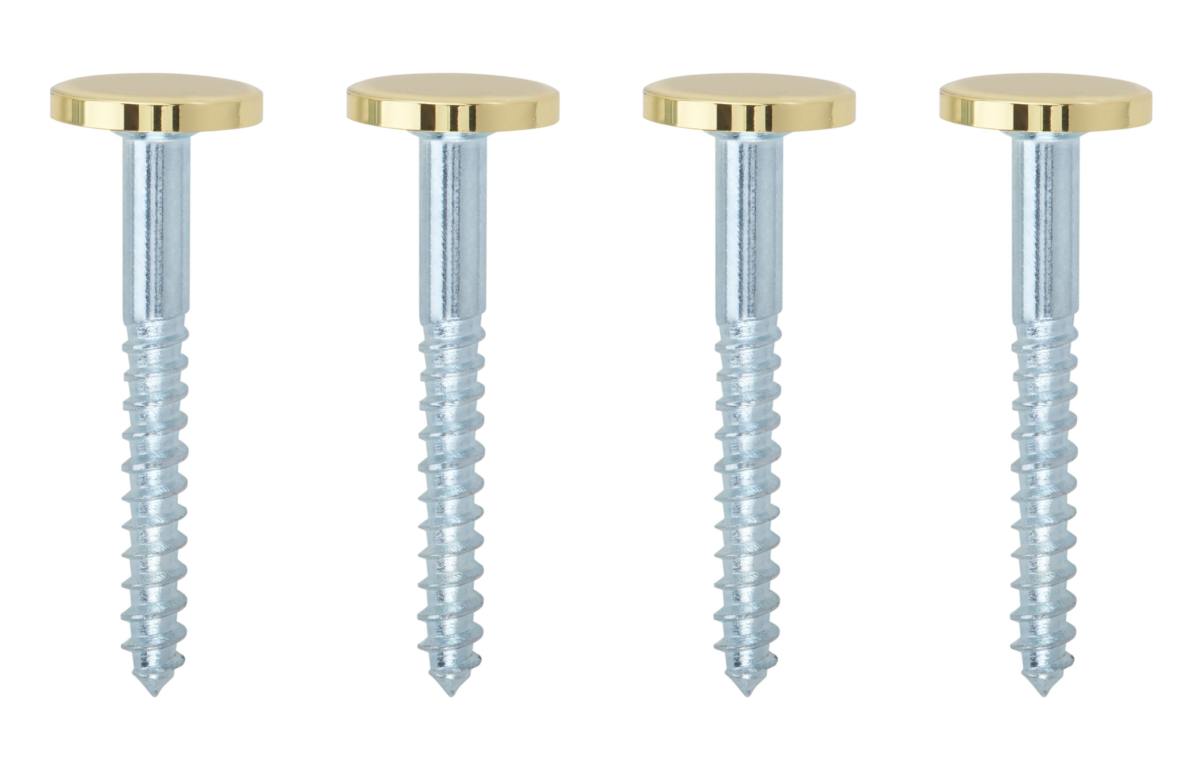 B&Q Brass effect Metal Mirror screw (Dia)8mm (L)38mm, Pack of 4