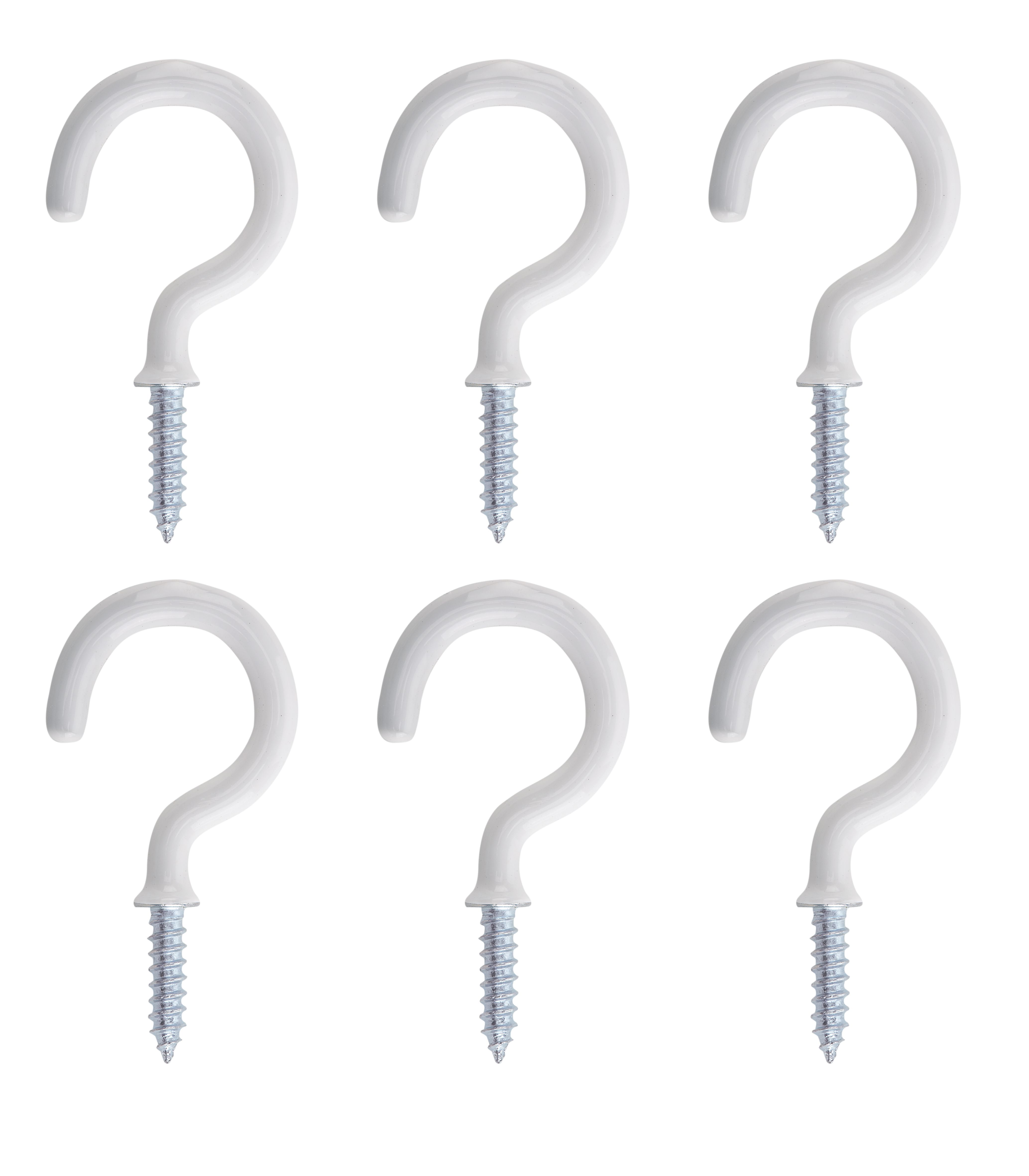 White Large Cup hook (L)46.5mm, Pack of 6 Departments DIY at B&Q