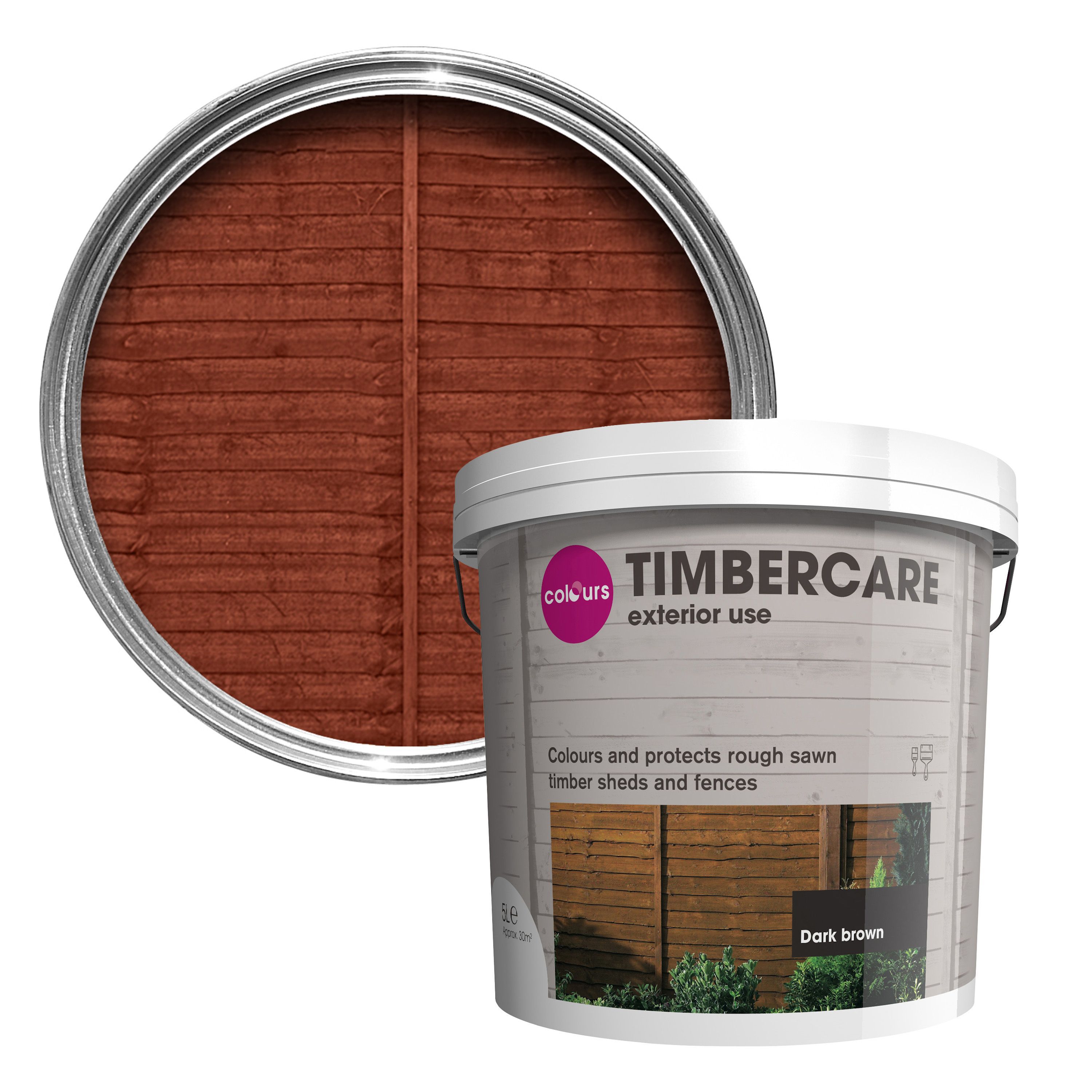 Colours Timbercare Dark brown Shed &amp; fence stain 5L 