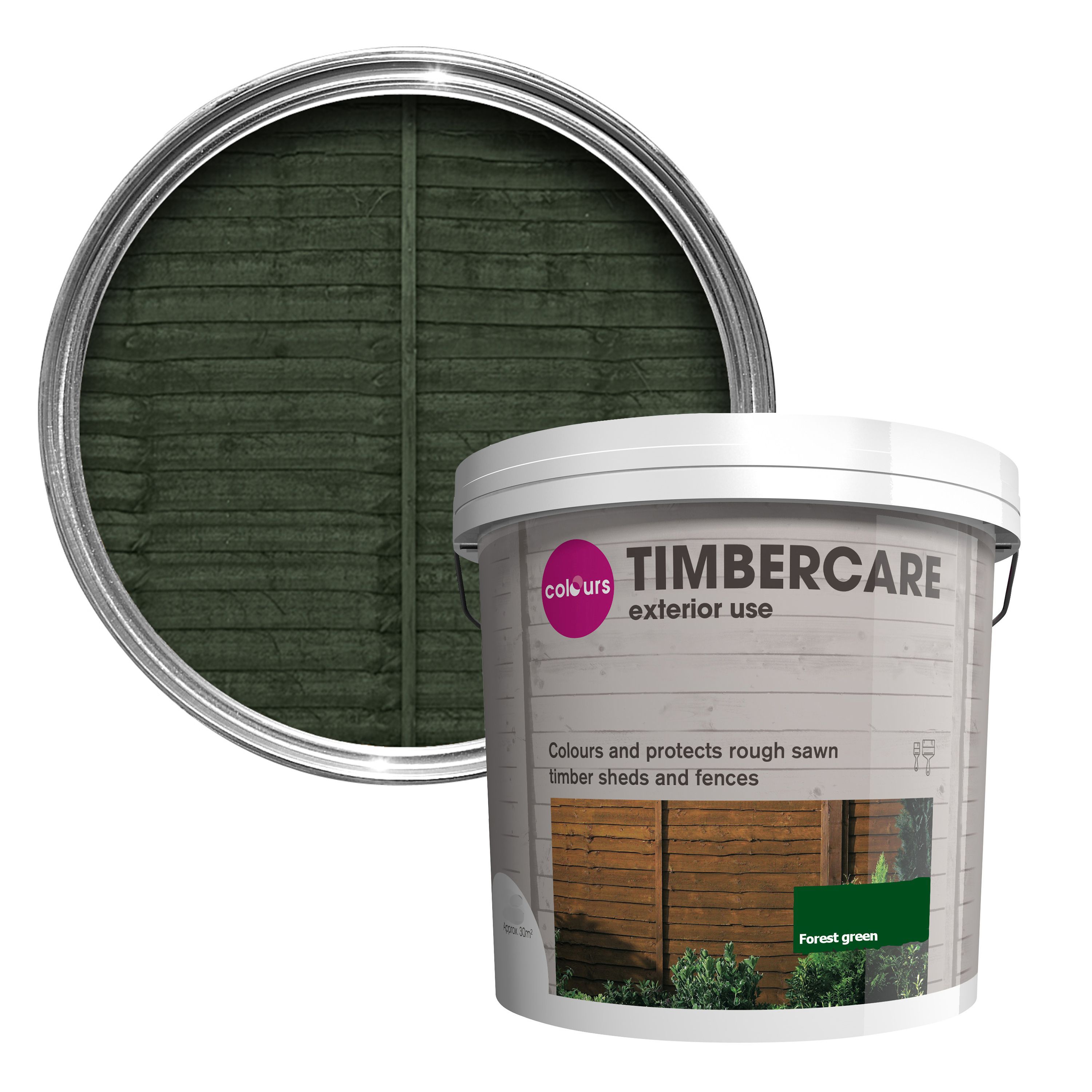 Colours Timbercare Forest green Shed & fence stain 9L Departments
