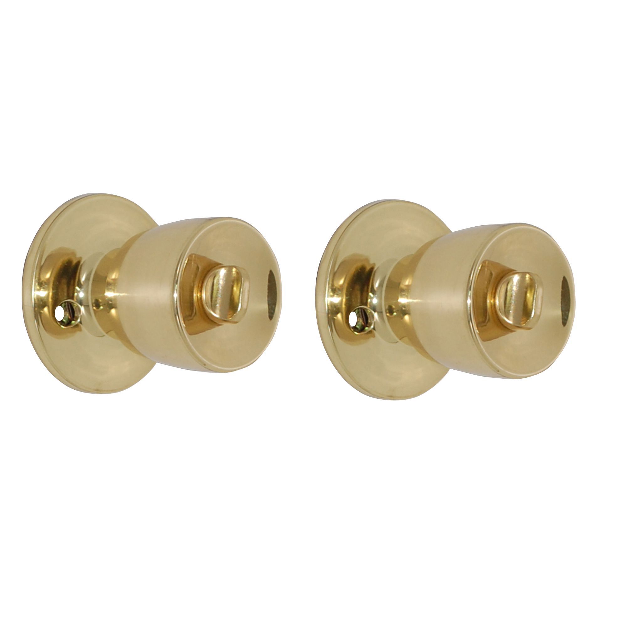 Polished Brass Effect Internal Round Lock Door Knob Set