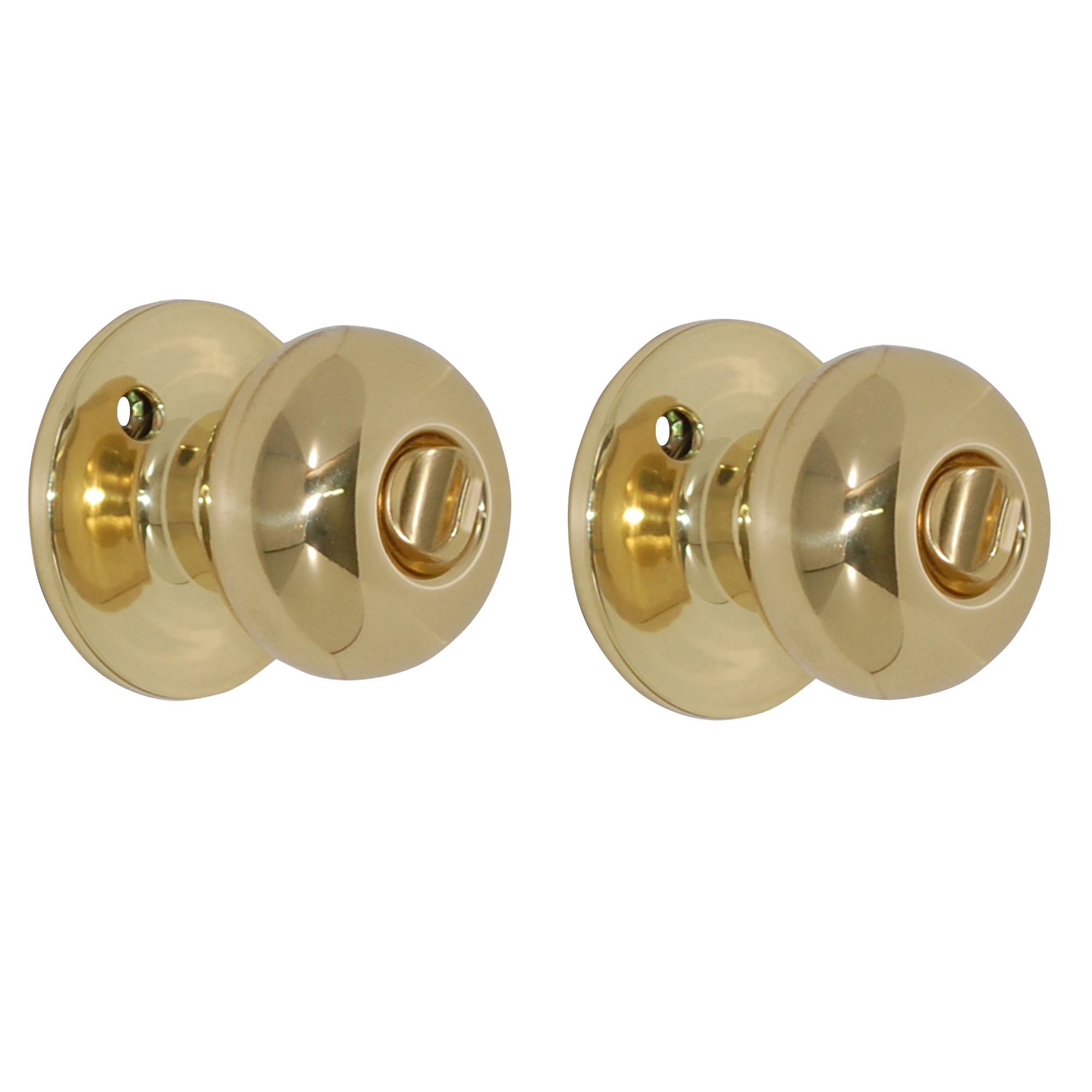 Polished Brass Effect Internal Round Bathroom Door Knob, 1 Set