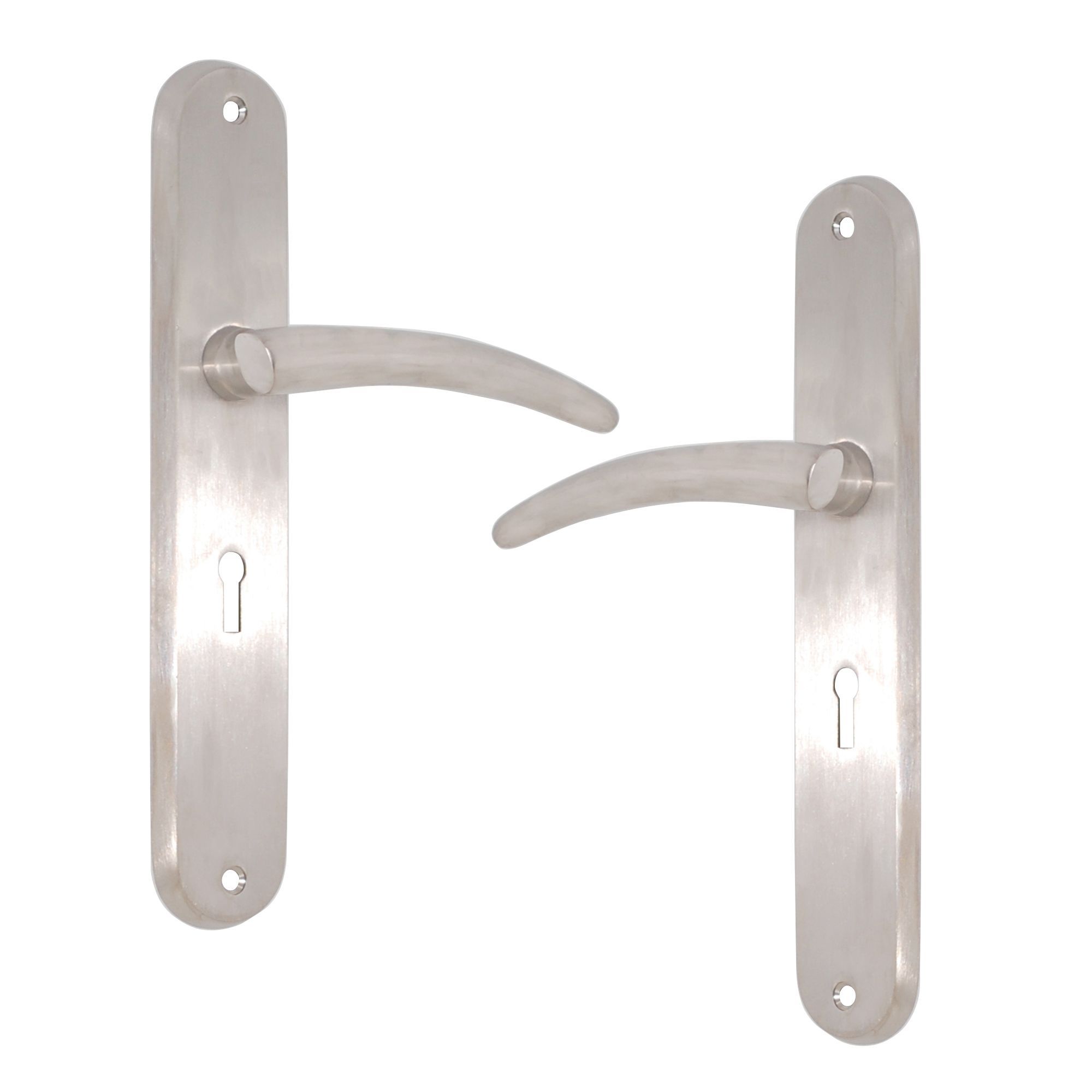 Satin Nickel Effect Internal Curved Lock Door Handle 1 Set Departments Diy At Bandq 2658