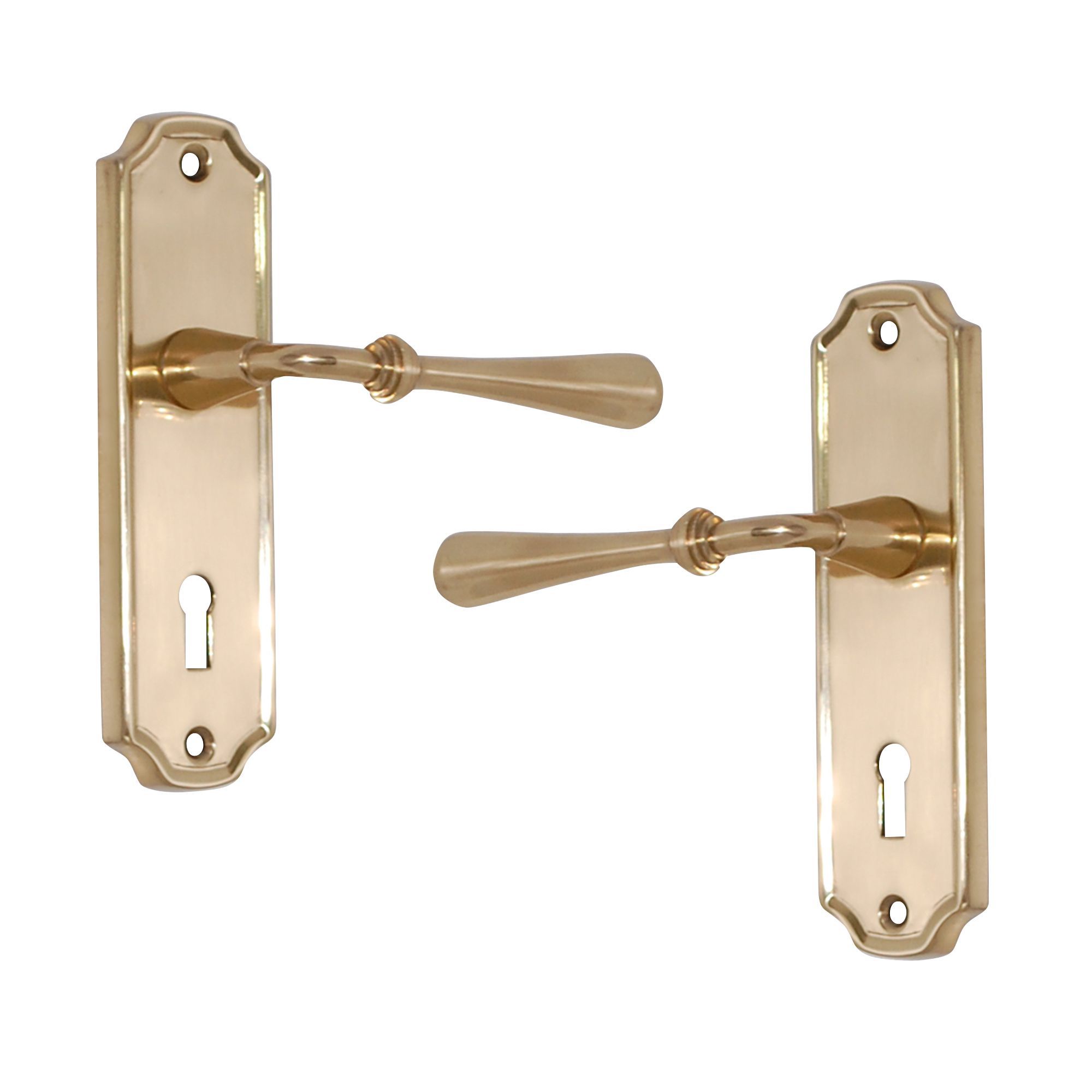 Polished Brass Effect Internal Straight Lock Door Handle, 1 Set ...