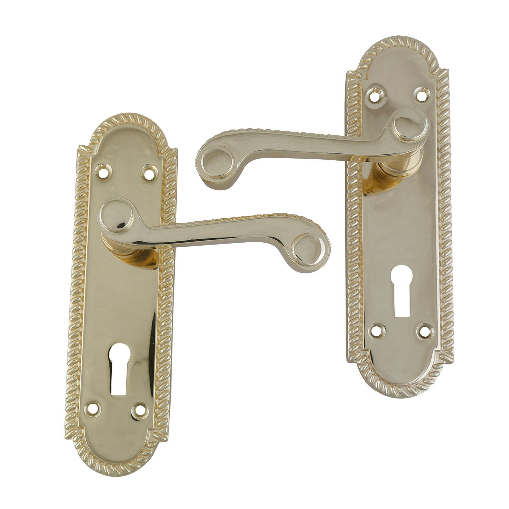 Polished Brass Effect Internal Scroll Lock Door Handle, 1 Set Departments DIY at B&Q