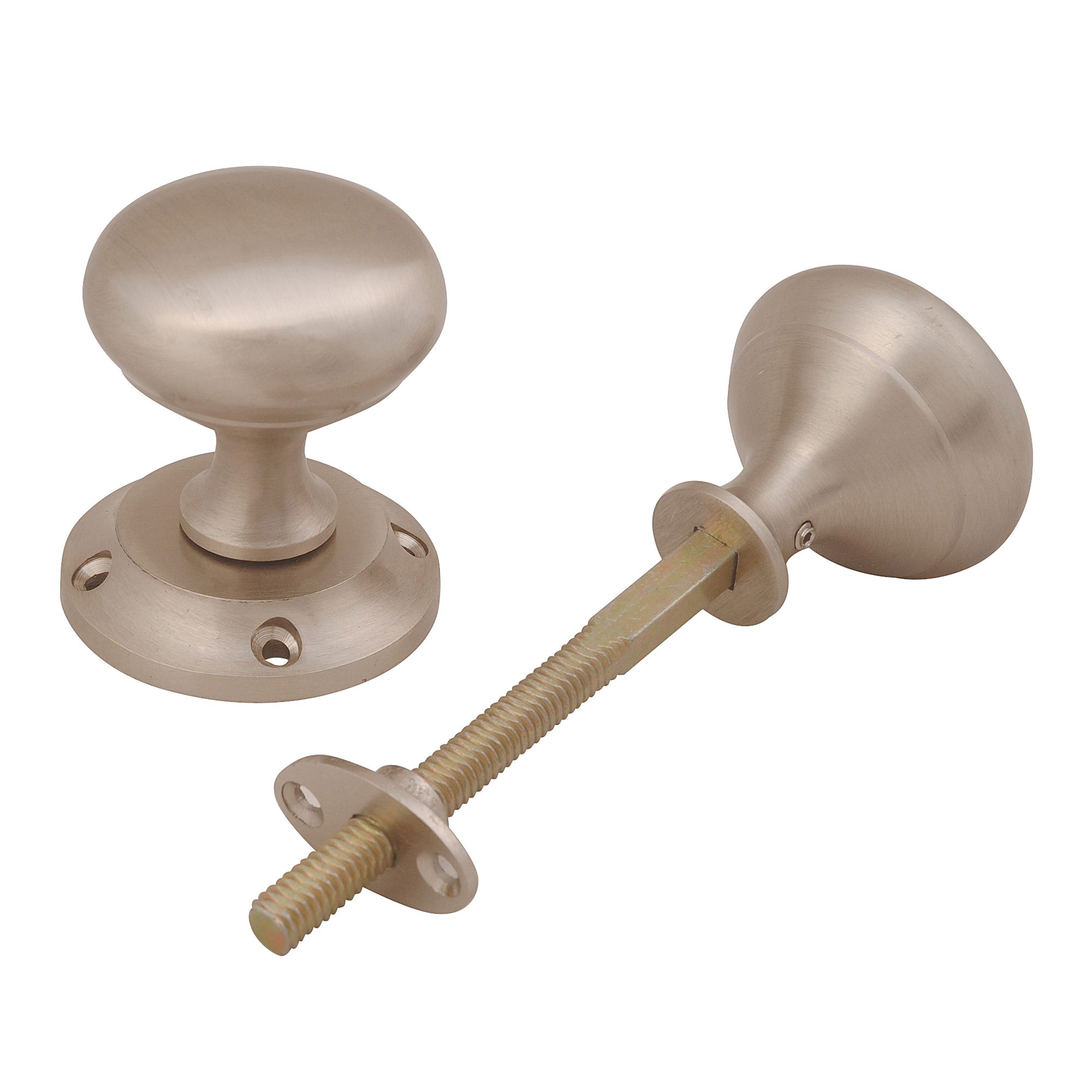 Satin Nickel effect Zamac Round Door knob (Dia)54mm, Pair Departments